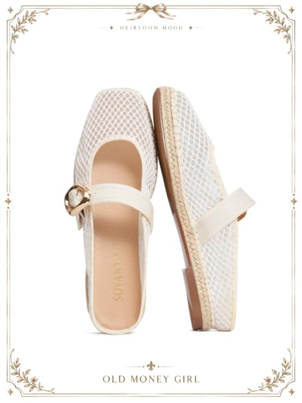 SOVANYOU Womens Mesh Flats Square Toe Espadrilles Mules Slip On Ballet Flat